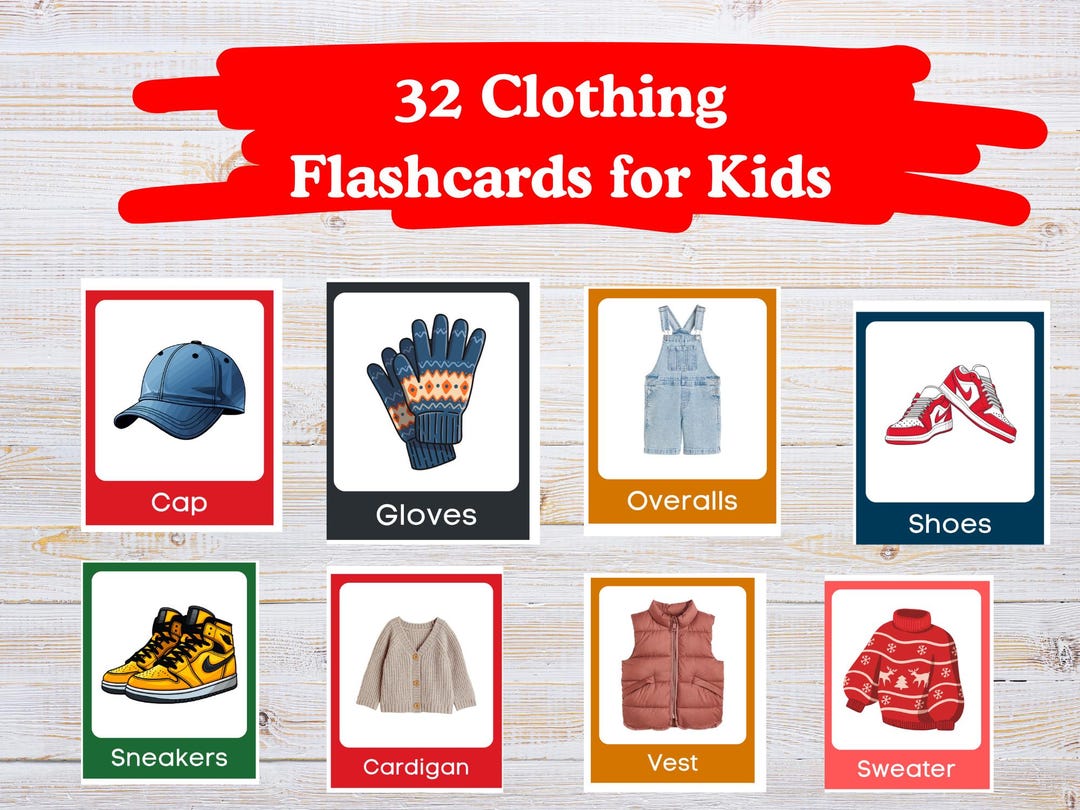 32 Clothing Flashcards for Kids – Educational Cards With Real Pictures ...