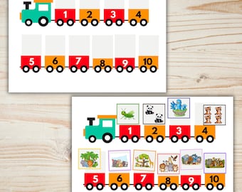 Number Matching Game for Kids (1–10) | Train Number Activity | Printable Counting Game | Preschool Math Activity | Kindergarten Worksheet