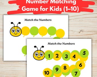Number Matching Game for Kids (1–10) – Fun Educational Activity to Develop Counting and Focus Skills for Preschool and Kindergarten Children