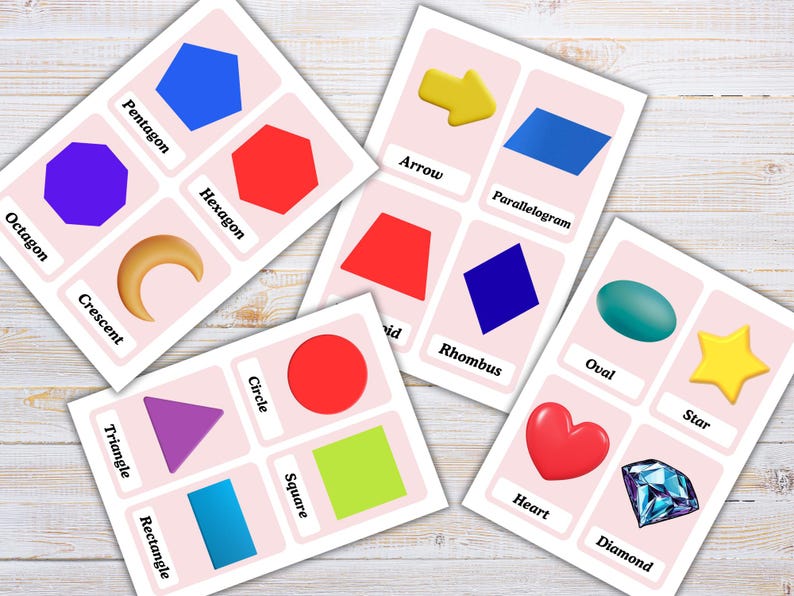 Shapes Learning Flashcards for Kids | Printable Geometry Cards | Learn ...