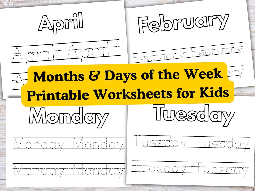 Months & Days of the Week Printable Worksheets for Kids | Preschool ...