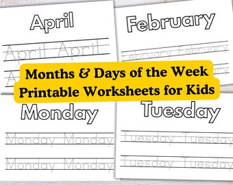 Months & Days of the Week Printable Worksheets for Kids | Preschool Learning PDF | Fun Time Concepts Activities | Educational Printables