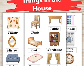 Dingen voor in huis: afdrukbaar leren voor kinderen van 8 pagina's | Leeftijden van 2-12 jaar