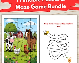 Printable Puzzle & Maze Games for Kids — 50+ Pages of Fun Activities | Digital Download | Educational Games for Toddlers and Preschoolers