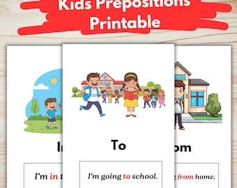 Afdrukbare voorzetsels voor kinderen | Leer voorzetsels met afbeeldingen | ESL Leren voor kinderen | Hulpmiddelen voor thuisonderwijs en klaslokaal