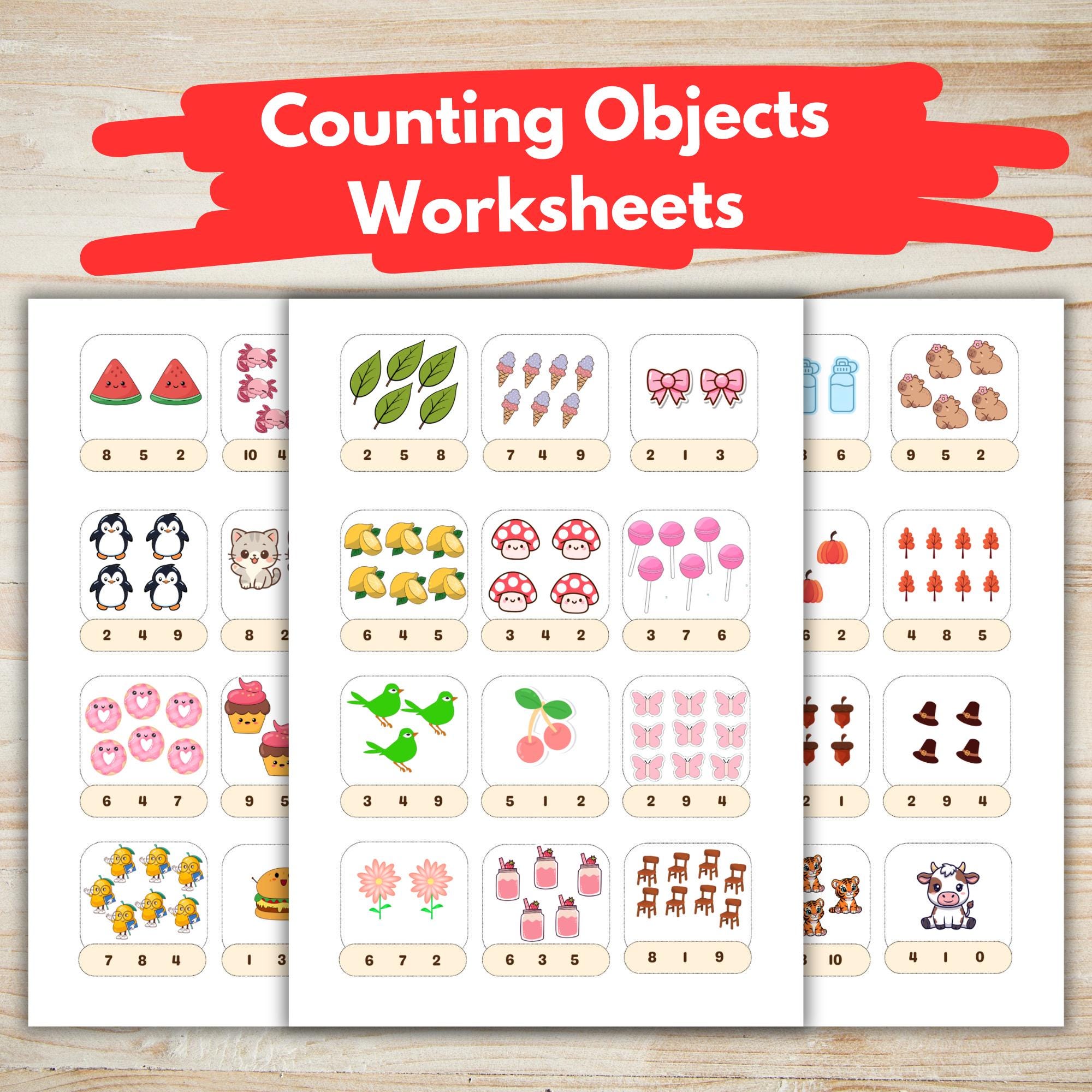 Objects With Numbers Counting Objects Worksheets | Numbers 1–10 Counting Activity ...