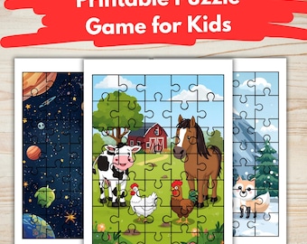 Afdrukbaar puzzelspel voor kinderen: 25 kleurrijke pagina's | Knip- en schikactiviteit | Digitale download (ouders afdrukken - knippen)