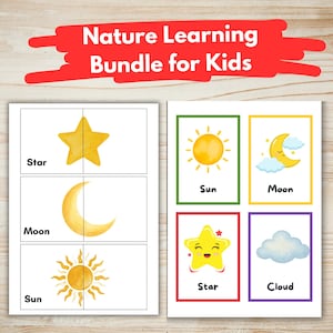 Nature Learning Bundle for Kids | Matching Game + Flashcards | Printable Montessori Activity | Preschool & Kindergarten Educational Game