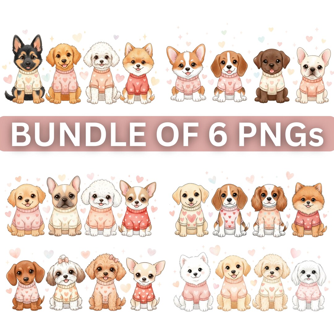 Pastel Puppy Clipart | Dog PNG Bundle (digital Download - Etsy