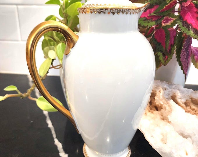 Featured listing image: Royal Doulton Art Deco Coffee Pot: E3031 Bone China, 24K Gold Gilt