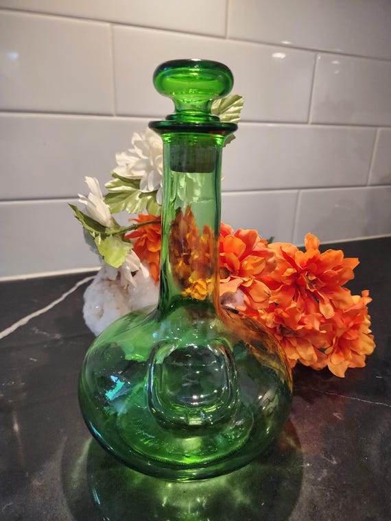 Vintage McGuinness & Co. Ltd Green Glass Decanter with Stopper