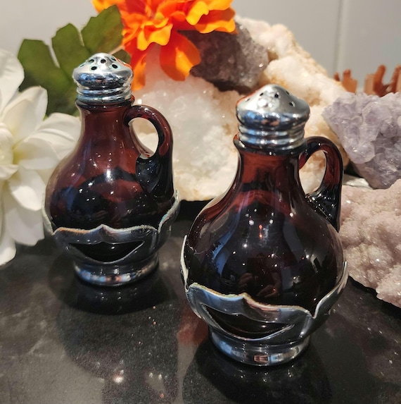 Vintage Farber Bros. Amethyst Glass Salt & Pepper Shakers – Art Deco Chrome
