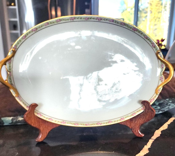 CH Field Haviland Limoges Porcelain Serving Platter – Floral & Gilded Trim