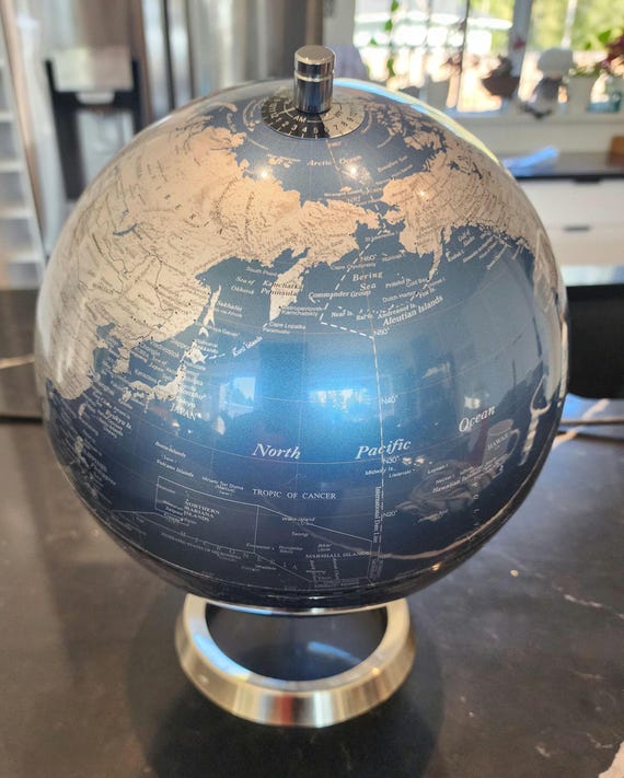 Dark Blue & Silver Nova Orbis Geographica Terrestrial Globe