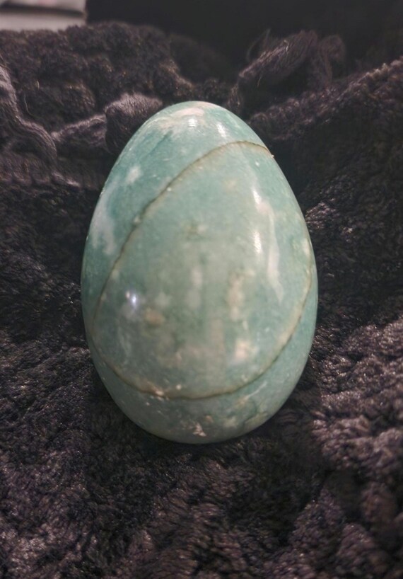 Green Serpentine Stone Egg: Polished Marble Jade, Crystal Decor
