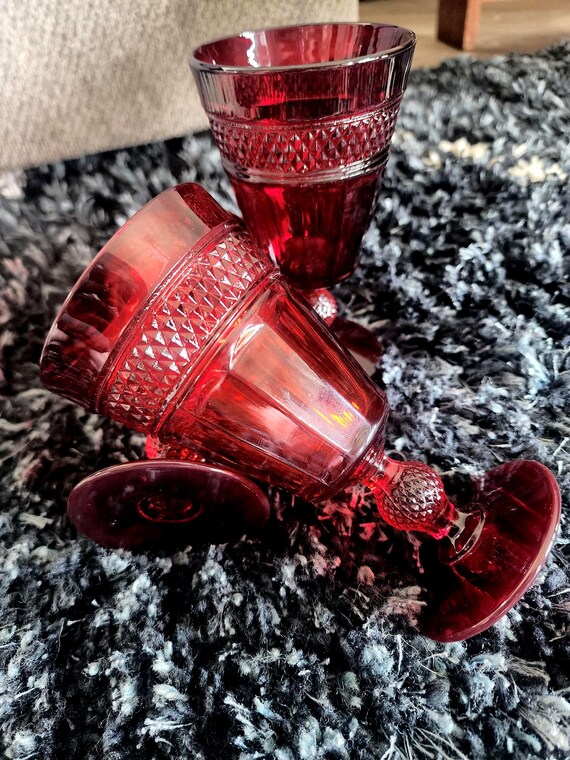 Vintage Viking Glass “Mt. Vernon” Ruby Red Goblet – Collectible Mid-Century American Glassware
