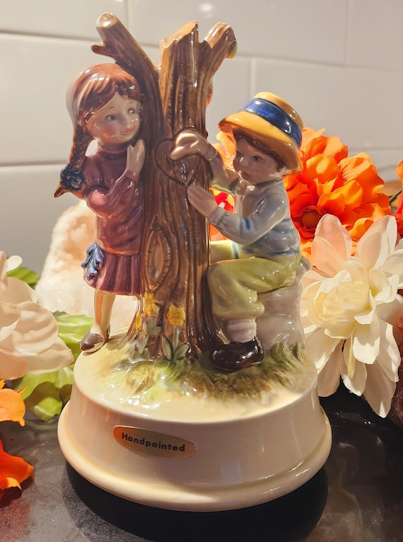 Vintage Otagiri Music Box – Hand-Painted Boy & Girl, "Let Me Call You Sweetheart"