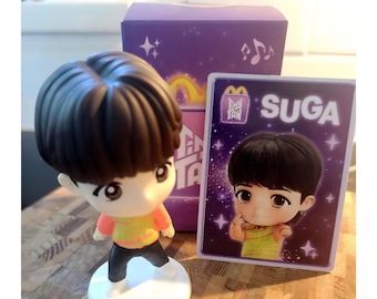 McDonald's TinyTAN x BTS Suga Figur & Karte Throwback Edition Spielzeugbox