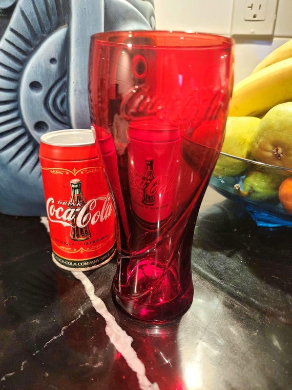 Vintage Ruby Red Coca-Cola Contour Glass - 1980s Coke Collectible