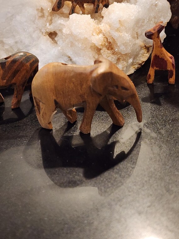 Hand-Carved Wooden Safari Animal: Mini Folk Art Figurine