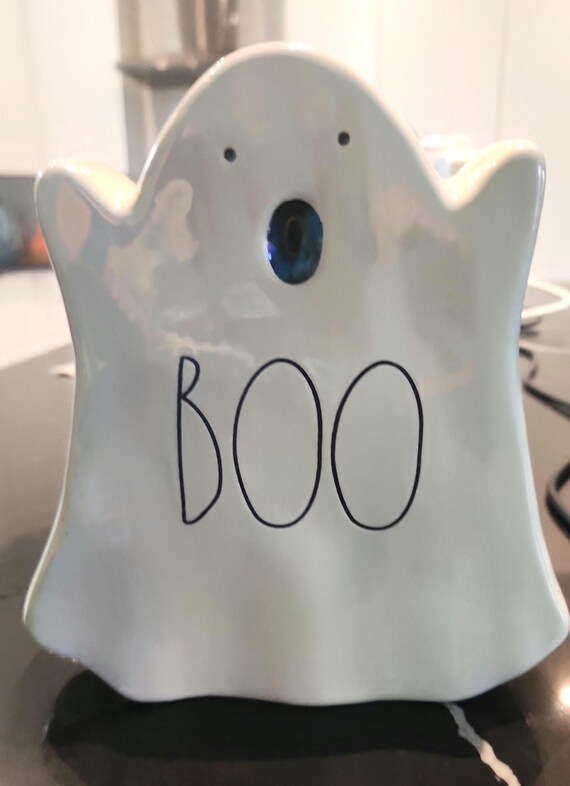 Rae Dunn “BOO” Ghost Figurine | Iridescent Halloween Decor