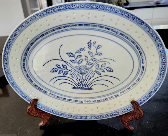 Vintage Blue & White Jingdezhen Porcelain Serving Platter