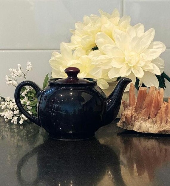Vintage Staffordshire Teapot | Mini Iridescent Plum Glaze