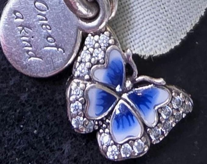 Featured listing image: Pandora Blue Butterfly Dangle Charm One of a Kind S925 ALE Sterling Silver CZ