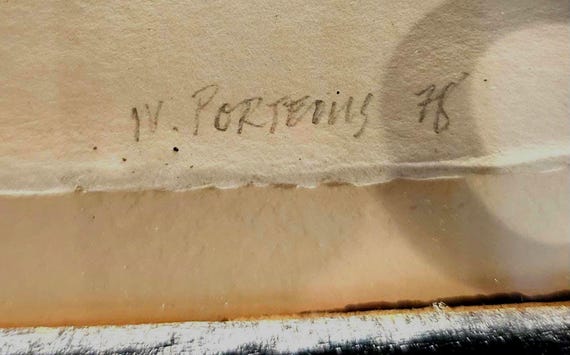 1978 W. Porteous Ink Drawing: Canadian Modernist Framed Art