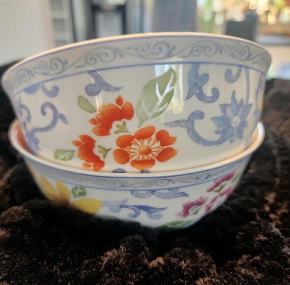 Ralph Lauren Indonesia Mandarin Blue 6 1/8" Coupe Cereal Bowls