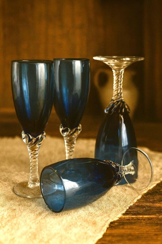 Vintage Cobalt Blue Crystal Liqueur Glass: Handblown Bohemian Barware
