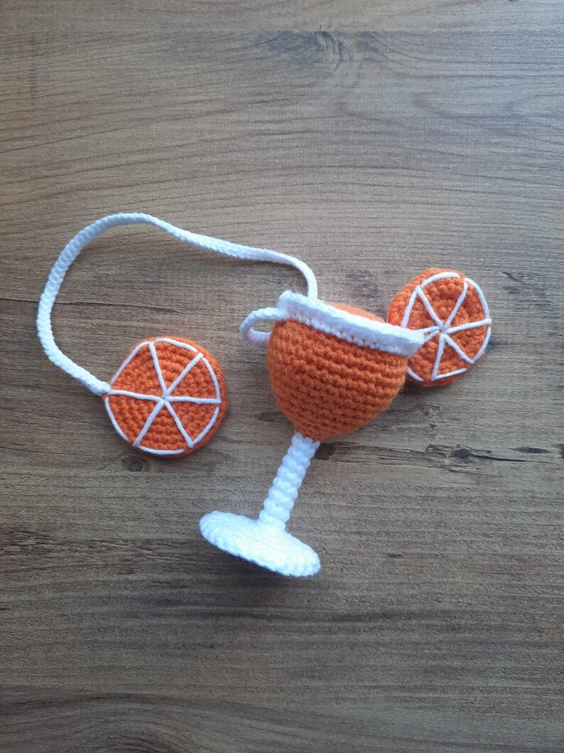 Crochet Cocktail Glass Pattern PDF DIY Orange Slice Keychain Tutorial ...