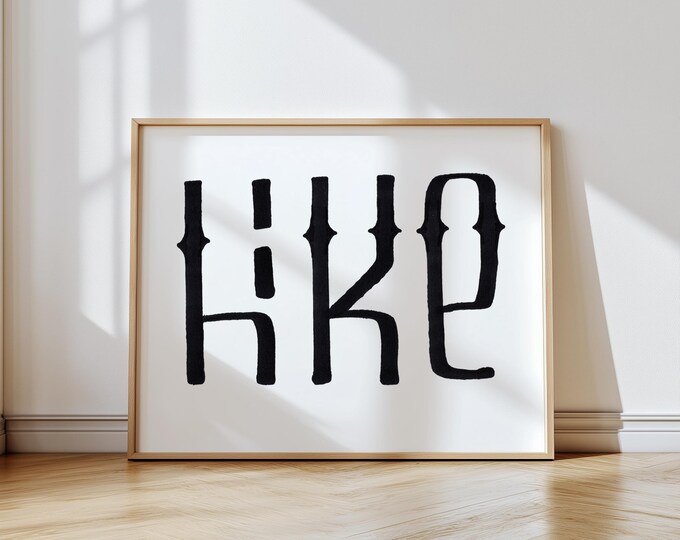 hike - minimal, hand-drawn, calligraphy