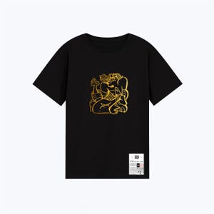 Schwarzes Oversize-Baumwoll-T-Shirt mit künstlerischem abstraktem Aufdruck | minimalistisches Unisex-Streetwear-Grafik-T-Shirt Graffiti
