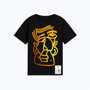 Schwarzes Oversize-Baumwoll-T-Shirt mit künstlerischem abstraktem Aufdruck | minimalistisches Unisex-Streetwear-Grafik-T-Shirt Graffiti