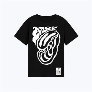 Schwarzes Oversize-Baumwoll-T-Shirt mit künstlerischem abstraktem Aufdruck | minimalistisches Unisex-Streetwear-Grafik-T-Shirt Graffiti