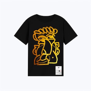 Schwarzes Oversize-Baumwoll-T-Shirt mit künstlerischem abstraktem Aufdruck | minimalistisches Unisex-Streetwear-Grafik-T-Shirt Graffiti