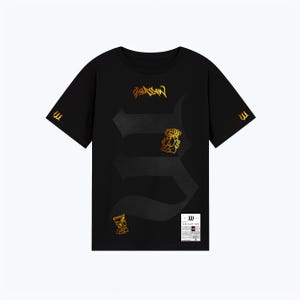 Schwarzes Oversize-Baumwoll-T-Shirt mit künstlerischem abstraktem Aufdruck | minimalistisches Unisex-Streetwear-Grafik-T-Shirt Graffiti