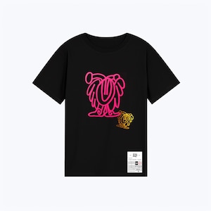 Schwarzes Oversize-Baumwoll-T-Shirt mit künstlerischem abstraktem Aufdruck | minimalistisches Unisex-Streetwear-Grafik-T-Shirt Graffiti