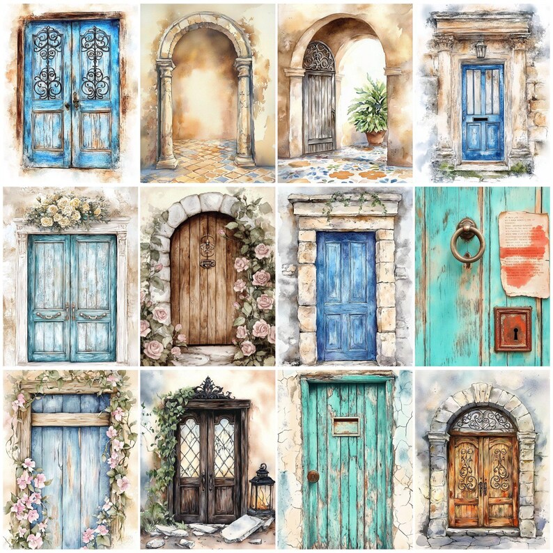 Rustic Doors Junk Journal Pages, Vintage Grunge (digital Download) - Etsy