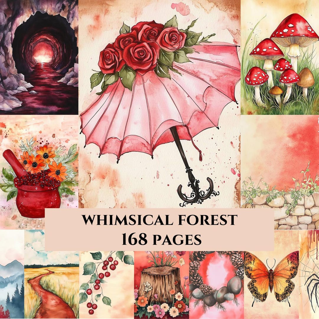 Whimsical Forest Junk Journal Kit, Woodland Scrapbook Paper (digital ...
