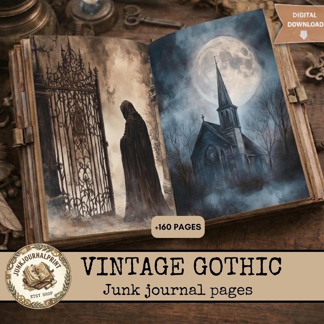 Gothic Junk Journal Pages Kit, Dark Witchy Ephemera (digital Download ...