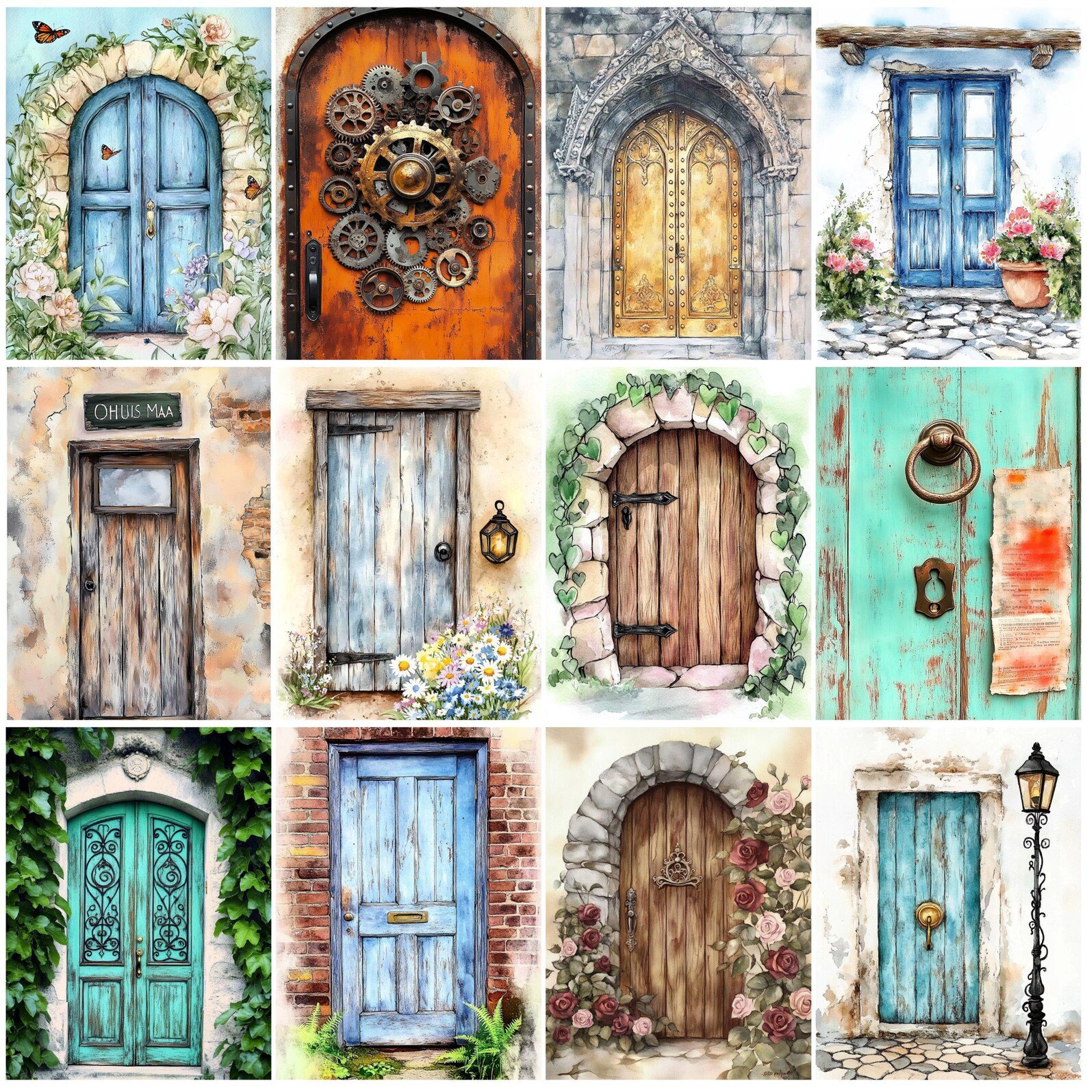 Rustic Doors Junk Journal Pages, Vintage Grunge (digital Download) - Etsy