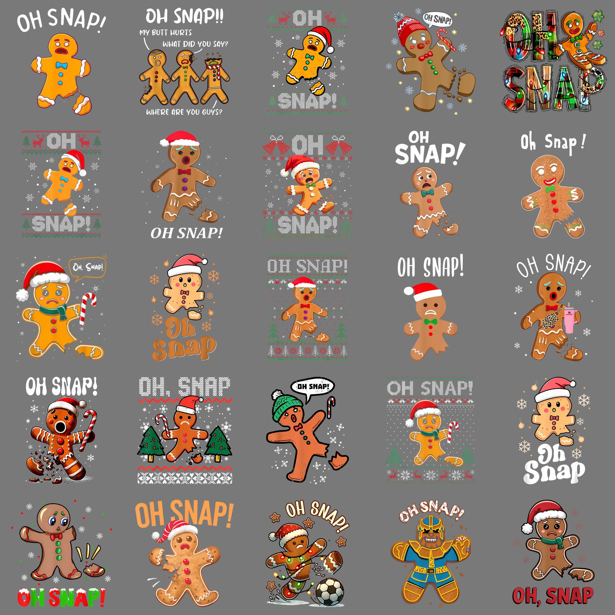 "Oh Snap" Funny Matching Christmas Shirts - Couple Ugly Sweater Tees In Green & Red - View #3