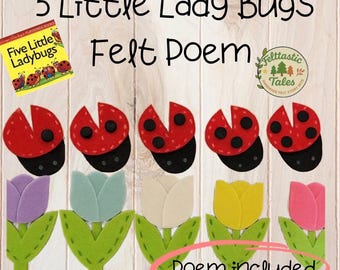 5 little Ladybugs Felt Board Rhyming , Preschool  Felt Story