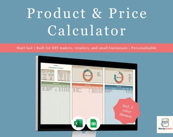Produktprisberäknare | Excel och Google Sheets | Produktkostnadsspårare, vinstmarginalsark, momsspårare | För säljare av handgjorda varor