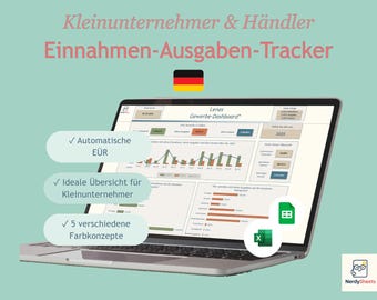 Excel Vorlage Kleinunternehmer – Einnahmen Ausgaben Tracker | Gewinn, Abrechnung & Einnahmenüberschuss Rechnung für Selbstständige