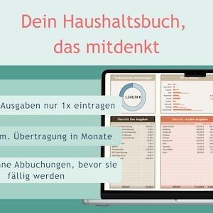 Household budget Excel template (German version) – financial tracker with savings goals, budget planner Google Sheets template image 3