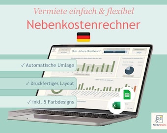 Utility bill template (German) | Excel + Google Sheets | Operating cost statement for landlords | Tenant letter | Residential & Commercial