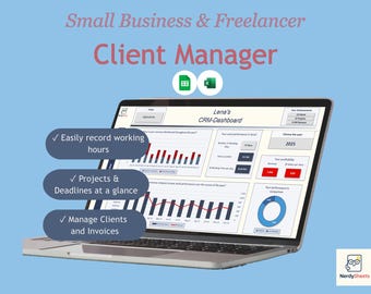 Client Management Template Excel & Google Sheets – CRM Dashboard, Client Tracker, Task Manager + Small Business CRM